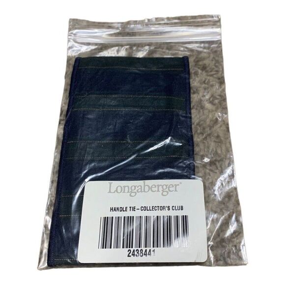 Longaberger Handle Tie 2438441 Collectors Club Stripe Navy Blue Green Accessory - Picture 3 of 3